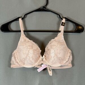 Victoria's Secret Body By Victoria Lace Lined Perfect Coverage Bra 34B Pink Nude